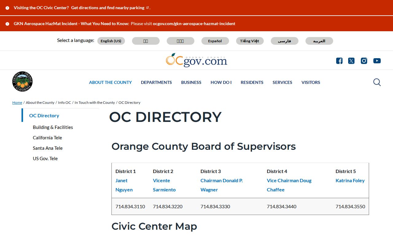 Santa Ana people directories view of the Orange County office directory